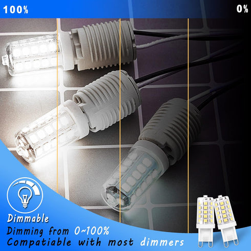 G9 LED Bulb Dimmable 5W 6000K Daylight Bright White, G9 40 Watt Halogen Replacement, AC120V G9 Bipin Base LED Bulbs for Chandelier Light, 0-100% D...