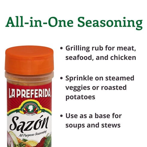 La Preferida All-Purpose Sazón (Bold Mexican Seasoning) with Paprika, Garlic & Onion – Great for Meat, Grilled Veggies, Soups & Stews, Vegan-Frien...