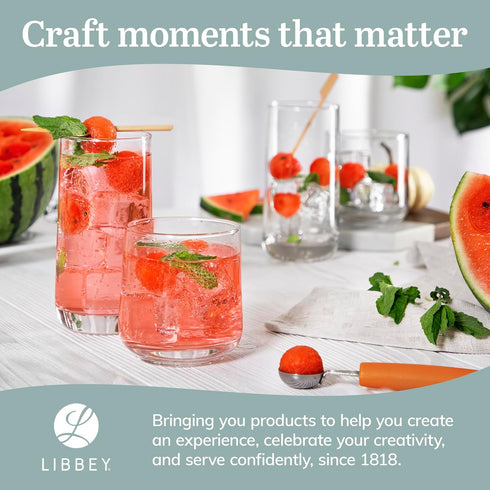Libbey Ascent Tumbler and Rocks Drinking Glasses Set of 16, Glass Drinking Glasses with Curvature, Versatile Glassware Set for Parties and More...