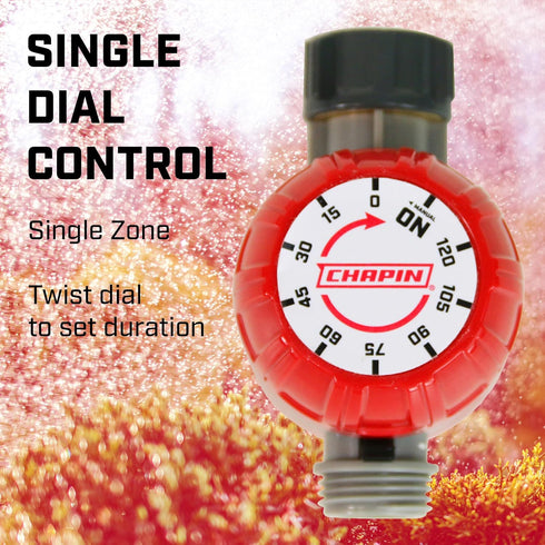 Chapin 41004: Mechanical Water Timer, Up to 120 Minutes of Watering, for Lawn and Gardens, Fits Standard Garden Hoses, Red/Gray...