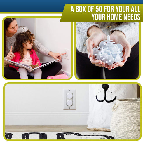 Outlet Covers Baby Proofing (50 Pack) Safe & Secure Electric Plug Protectors | Sturdy Childproof Socket Covers for Home & Office | Easy Installati...