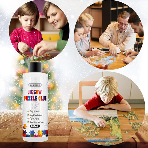 YAKAMOZ Updated Jigsaw Puzzle Glue with Applicator for Adults and Children Clear Water-Soluble Special Craft Puzzle Glue, Non-Toxic and Quick Dry ...