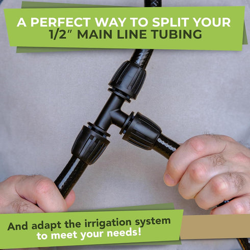 Carpathen Drip Irrigation Fittings Pack - for Push-to-Connect Irrigation System - 3 x 3/4" to 1/2" Irrigation Tubing Faucet Adapter, 1 x 3Way Tee ...