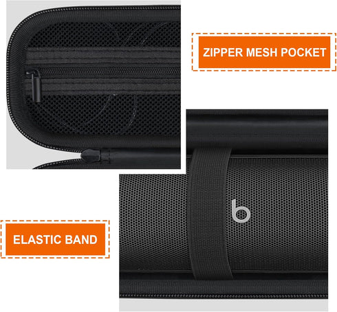 Hard Carrying Case for Beats Pill - Wireless Bluetooth Speaker, Wireless Portable Speaker Protection Case with Mesh Pocket for Charging Cables, Bl...
