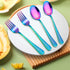 LIANYU 10-Piece Kids Silverware Set, Rainbow Toddler Utensils Flatware Set, Stainless Steel Child Preschooler Cutlery Set, Includes 5 Kids Spoons,...