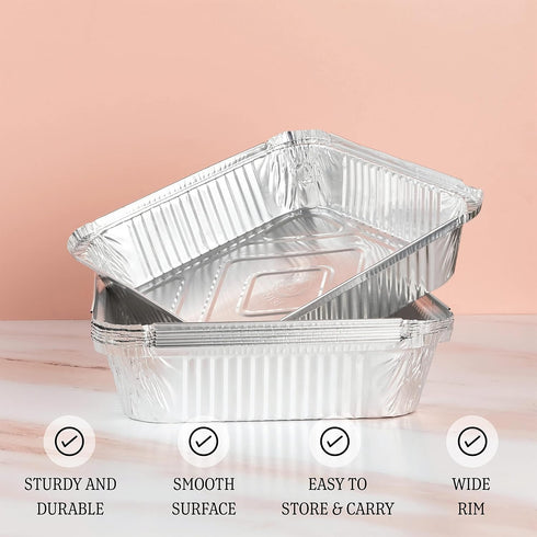 PLASTICPRO Disposable 9'' X 9'' X 2'' Inch Square Aluminum Tin Foil Baking Pans Bakeware - Cookware Perfect for Baking Cakes, Breads, Brownies, Br...