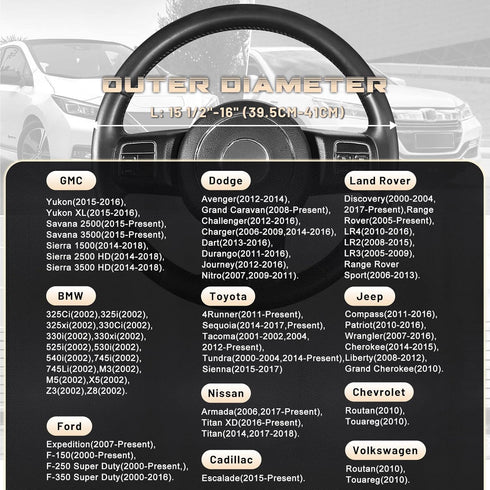 SEG Direct Car Steering Wheel Cover for F-150 Tundra Range Rover 15.5-16 inch, Black and Beige Microfiber Leather...