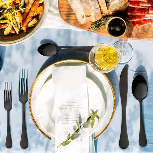 LIANYU Black Silverware Flatware Set for 2, 10-Piece Stainless Steel Cutlery Set, Mirror Finished, Dishwasher Safe...