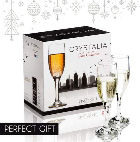 Volarium Champagne Flutes Set of 6, Elegant Crystal Glasses for Sparkling Wine, Perfect for Christmas, Weddings, Parties, and Family Dinners – Dur...