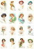 Decoupage Paper Pack (35 Sheets 6"x8") Beautiful Victorial Lady Valentine Greetings FLONZ Vintage Styled St Valentive Cards Pictures for Decoupage...