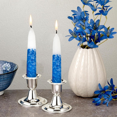 Rite Lite Blue & White Shabbat Candles Premium 12 Pack Traditional Dinner Table Jewish Household Shabbos Candles Religious Home Decor with Beautif...