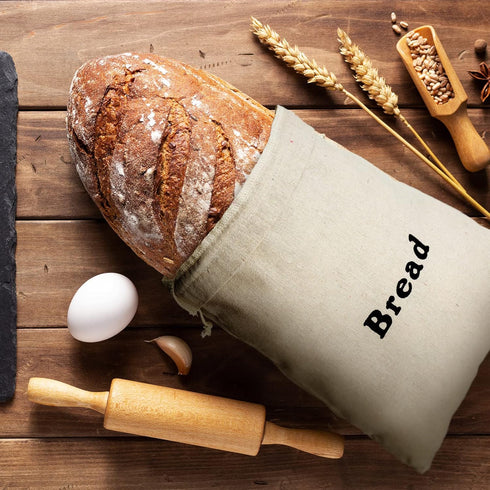 Woanger Linen Bread Bags Burlap Reusable Drawstring Bread Bags 12 x 15 Inch Unbleached Loaves Pastries Pouch Handmade Food Storage for Bakery Bagu...
