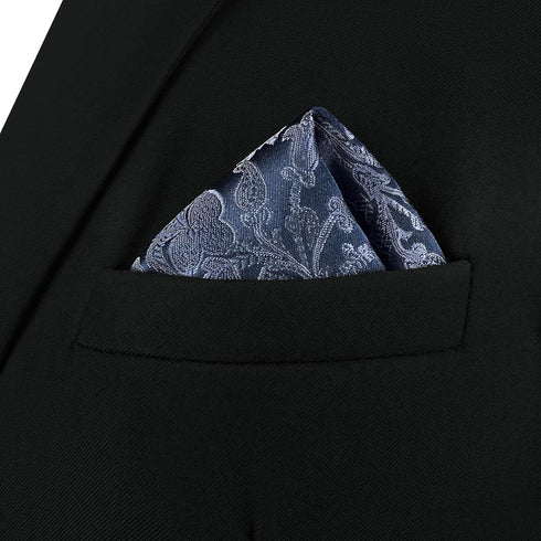 S&W SHLAX&WING Pocket Square for Men Space Blue with Light Steel Blue Patterned Floral for Suit...
