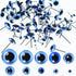 TOAOB 100pcs Blue Glass Eyes Kits 3mm to 12mm Assorted Sizes for Crafts Needle Felting Bears Dolls Decoys Sewing...
