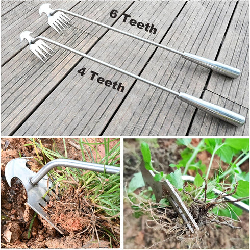 23.6 inch Long Handle Garden Weeding Tool,Hand Weed Pulling Tools,Stainless Steel Weed Puller Tool for Gardening,Weeder Tool for Garden,Garden Too...