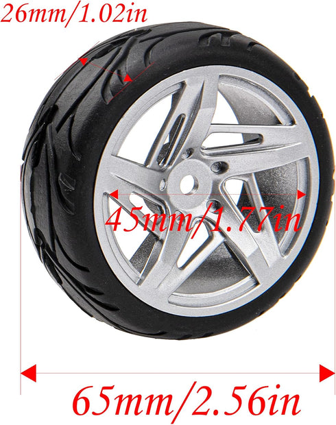 5-Spoke 12mm Hex Hub Wheel Rims & Rubber Tires Compatible with HSP Tamiya HPI Kyosho 1/10 On-Road Touring Car,WLtoys 1/14 144001 Traxxas 1/16 Slas...