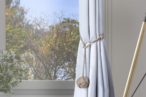 RII Beautiful Curtain Tiebacks, Natural Soft Jute Curtain Rope Pullback, Handmade Rustic Decorative Curtain Holdbacks, Hand Braided Modern Drapery...