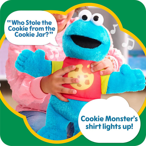 SESAME STREET Sing-Along Cookie Monster 13-inch Plushie Stuffed Animal, Recycled Filling, Blue, Kids Toys for Ages 18 Month by Just Play...