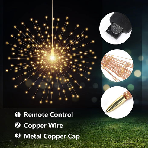 200 LED Starburst Sphere Lights,Firework Lights Battery Powered, Tent Chandelier Remote Control, Waterproof Hanging Lights for Gardens Courtyards ...