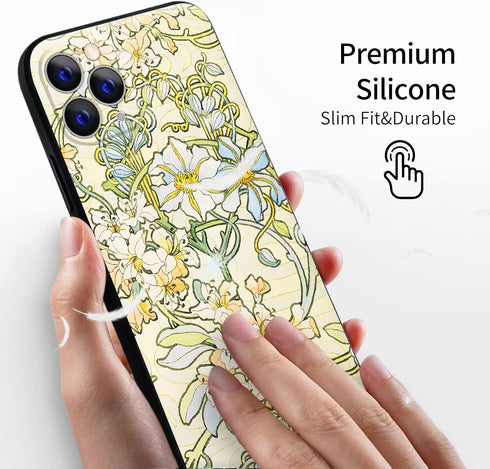 Berkin Arts Compatible with iPhone 11 Pro Case Silicone Cover with Screen Protector Art Nouveau Floral Flower (Clematis by Alphonse Mucha)...