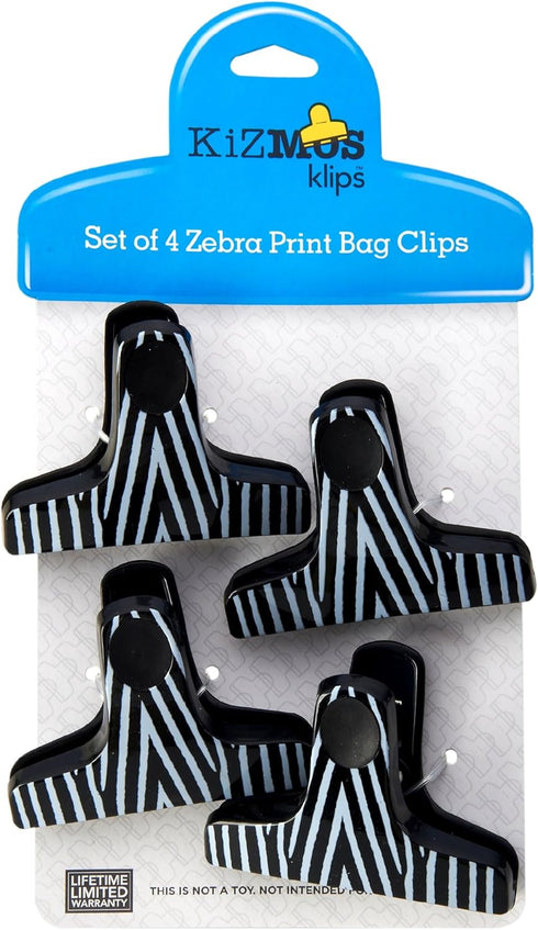 T-Shaped Zebra Print Bag Clips (Set of 4)...