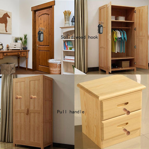 6 Pieces Solid Wood Wall-Mount Robe Hook Coat Hook Towel Wall Hook Shaker Pegs with 6 Pieces Self-Drilling Screw,White...