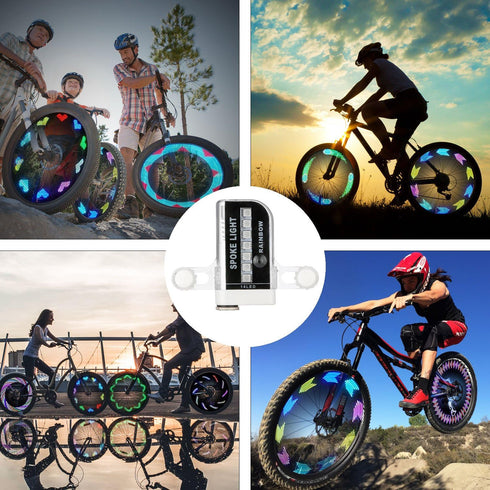Rottay Bike Wheel Lights, Bicycle Wheel Lights Waterproof RGB Ultra Bright Spoke Lights 14-LED 30pcs Changes Patterns -Safety Cool Bike Tire Acces...