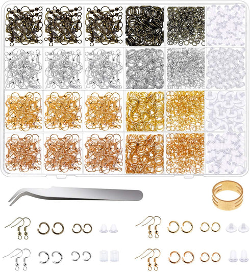 Earring Hooks for Jewelry Making, Shynek 2500Pcs Earring Making Supplies kit with Earring Hooks, Open Jump Rings, Earring Backs for Jewelry Making...
