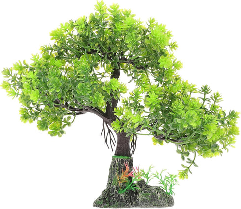 POPETPOP Artificial Aquarium Plant Plastic Water Plant Tree Fish Tank Bonsai Ornament Fish Tank Hideout Sushi Plate Decor for Aquarium Terrarium L...
