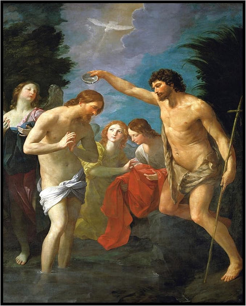 Posterizer 1 pcs-The Baptism of Christ c. 1623 painting poster-Religious Posters-Gifts for Christians -Decor for Church, Sunday School Classroom- ...