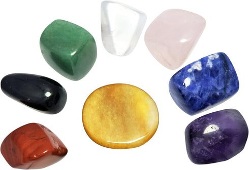 Chakra Stones Healing Crystals Set of 8, for Crystal Healing Meditation, Reiki or As Worry Stones or Palm Stones Thumb Stones and Crystal Therapy...