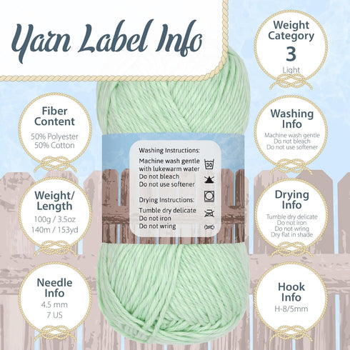 JubileeYarn Simply Sweet Yarn - 100g/Skein DK Cotton Blend - Little Boy Blush - 2 Skeins...