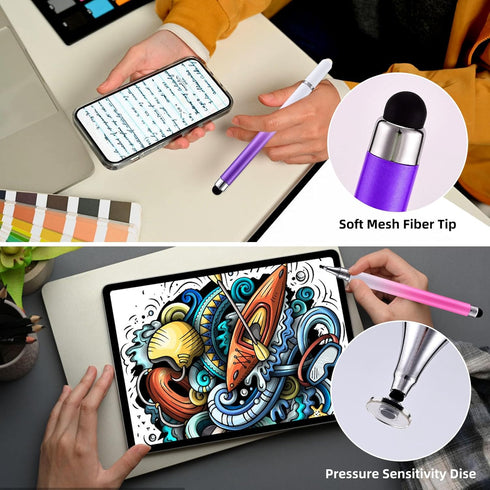 2 in 1 Stylus Pens for Touch Screens,3 Pcs Stylus Pencil with Transparent Disc & Silicone Tip High Sensitivity Stylus Fine Point Stylus Pen Compat...