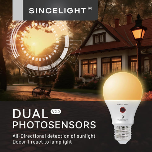Dusk to Dawn LED Mosquito Bulb with Dual DayLight Sensor,Bug Free & ON/OFF Automatic Depends On DayLight Level,9 Watt,Edison Screw E26,Pack of 2...