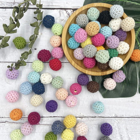 Wooden Crochet Beads 20mm 50pc Mix Color Beads DIY Accessories for Making Necklace Bracelet...