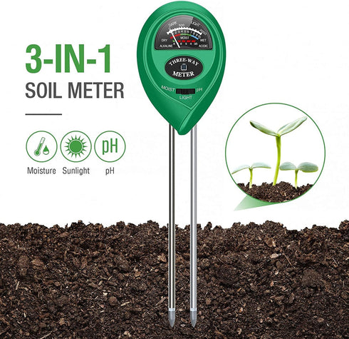 Soil Moisture Meter, 3 in 1 Soil pH Tester, Soil Test Kit for Lawns, Garden, Farm, House, Indoor, Outdoor, Hydrometer for Plants...