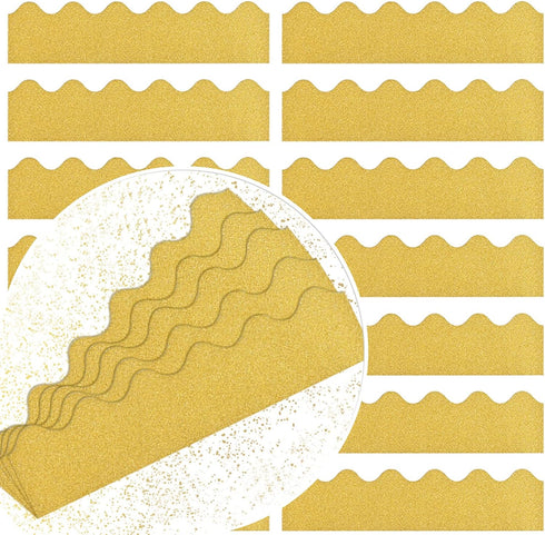 Bulletin Board Borders,50 Pieces Gold Bulletin Board Decorations for for Bulletin Board/Black Board Trim,Teacher/Student Use for Classroom/School ...