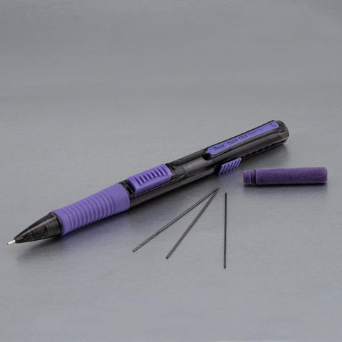 Pentel Quick Click Pop Mechanical Pencil, (0.7mm) Medium 2B Lead, Black Barrel W/Violet Trim Box of 12 (PD217AV)...