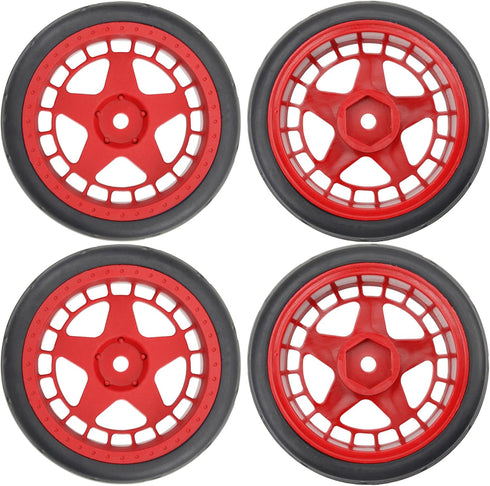 ShareGoo RC OD 2.55" Nylon 12mm Hex Wheels & Rubber Tires Set Compatible with Traxxas Tamiya Sakura HSP Redcat 1/10 RC On-Road Touring Drift Car (...