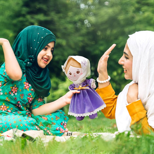 OUOZZZ 12" Soft Baby Doll for Girls - First Baby Doll Plush Doll Sleeping Cuddle Buddy Doll Muslim and Islamic Gift Purple Dress for Kids...