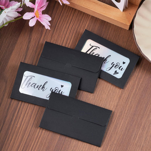 100pcs Black Gift Cards Envelopes Blank Gift Cards Sleeves Cards Holder Mini Small Envelopes with Windows for Business Gift Cards Christmas 4x2.4i...