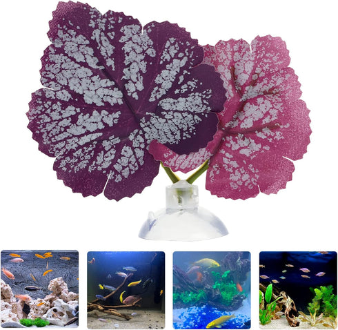 POPETPOP Betta Leaf 2pcs Beta Fish Leaf Bed Aquarium Purple Plant Leaf Hammock Suction Cup Fish Tank Betta Fish Leaf Lounger Landscape Decoration ...