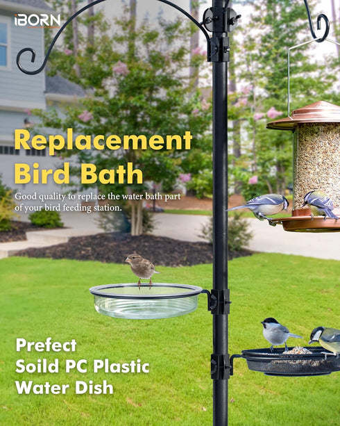 iBorn Bird Feeders Station Water Tray and Ring for 1” Pole Stand Station Outdoor Accessory for Humming Bird Feeders for Outside,5SECOND to Install...