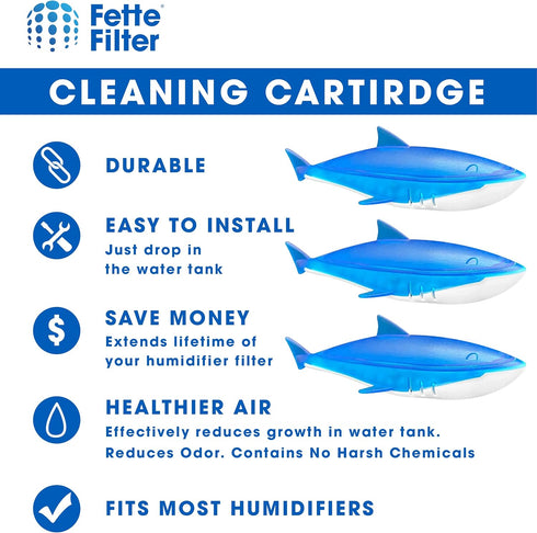 Fette Filter - Humidifier Cleaner in The Shape of a Shark, Demineralization Float Compatible with Most Humidifier and Fish Tank, Eliminates White ...