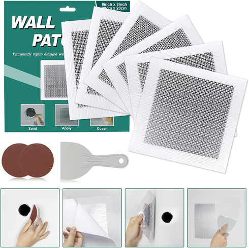 Wall Patch Repair Kit 6 Inch Drywall Repair Patch Tools Self Adhesive Fiber Mesh Patch for Fill Wall Hole Ceilings Drywall Plasterboard, with Scra...