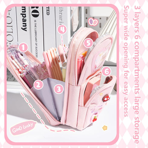 Mini Backpack Pencil Case Art Marker Storage Canvas Makeup Pocket Small Gadget Bag Organizer Random Free of Highlighters (Cherry Pink)...