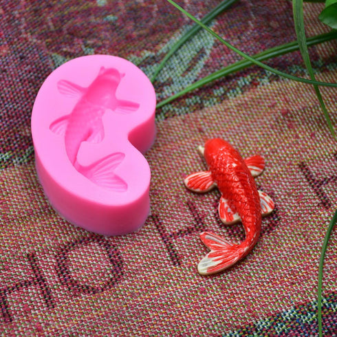 Small Size Koi Fish Fondant Mold (2.5"x1.4")- MoldFun Carp Fish Sugar Craft Silicone Mold for Cake/Cupcake Decorating, Gum Paste, Polymer Clay...