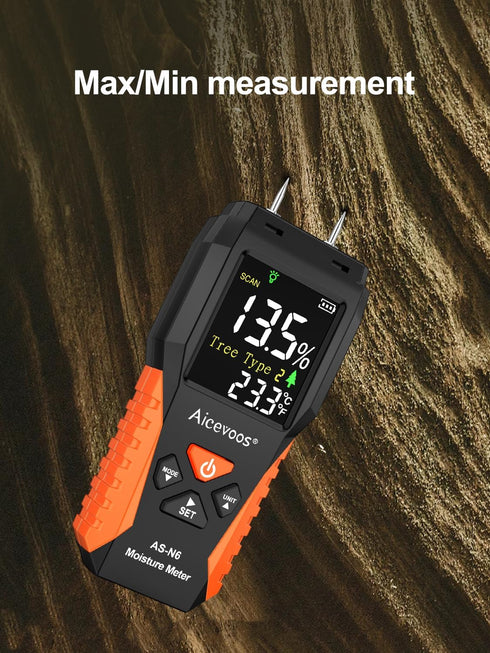 Digital Wood Moisture Meter, Water Leak Detector, Wood Moisture Tester | Orange...
