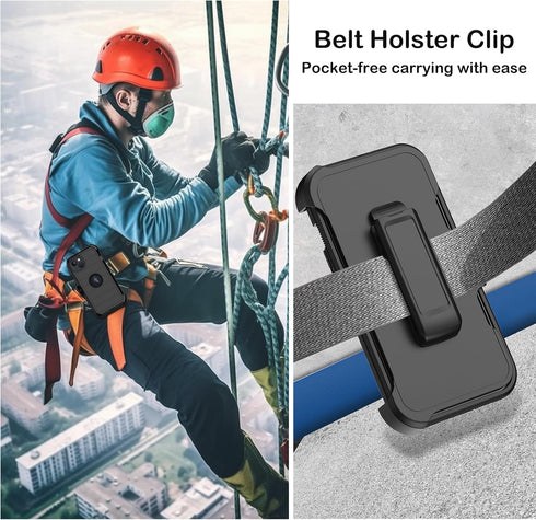 for iPhone 14 Plus Case with Belt Clip Holster,Built-in Screen Protector,Heavy Duty Shockproof Drop Protection Military Grade Rugged Phone Cover w...