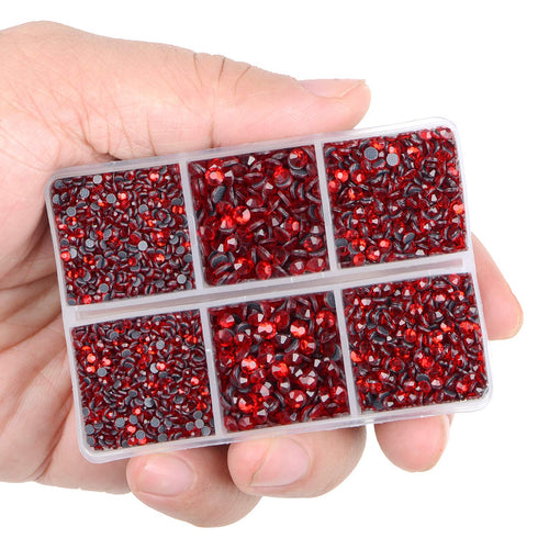 LPBeads 6400 Pieces Hotfix Rhinestones Siam Flat Back 5 Mixed Sizes Crystal Round Glass Gems with Tweezers and Picking Rhinestones Pen...